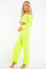 Neon Yellow Off Shoulder Loungewear Set - Emarie-Loungewear