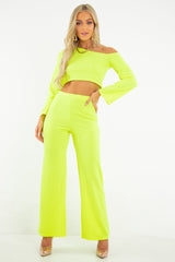 Neon Yellow Off Shoulder Loungewear Set - Emarie-Loungewear