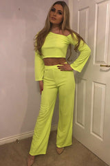Neon Yellow Off Shoulder Loungewear Set - Emarie-Loungewear