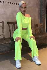 Neon Yellow Off Shoulder Loungewear Set - Emarie-Loungewear