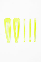 Neon Yellow Pack of 5 Clips and Barrettes - Esmi-Hair