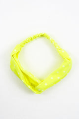 Neon Yellow Polka Dot Twist Headband - Kentlee-Hair