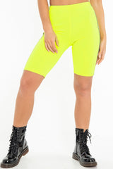 Neon Yellow Reflective Stripe Side Cycling Shorts - Betty-Shorts