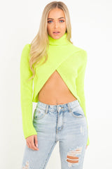 Neon Yellow Roll Neck Knit Jumper - Nickole-Jumper