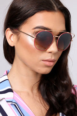 Neon pink and Gold Round Sun Glasses - Shiara-Sunglasses