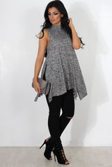 Neri Grey Side Split Top-Tops