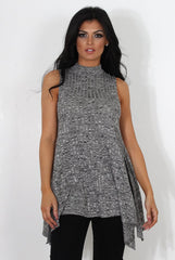 Neri Grey Side Split Top-Tops