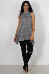 Neri Grey Side Split Top-Tops