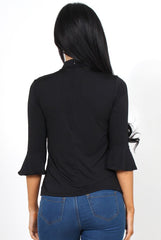 Nessa Black Bell Sleeve Top-Tops