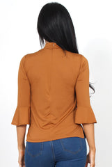 Nessa Rust Bell Sleeve Top-Tops