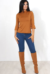Nessa Rust Bell Sleeve Top-Tops