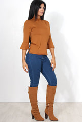 Nessa Rust Bell Sleeve Top-Tops