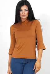 Nessa Rust Bell Sleeve Top-Tops