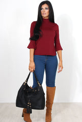 Nessa Wine Bell Sleeve Top-Tops