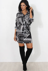 Neve Black Paisley Print Shirt Dress-Dresses