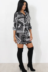Neve Black Paisley Print Shirt Dress-Dresses