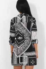 Neve Black Paisley Print Shirt Dress-Dresses
