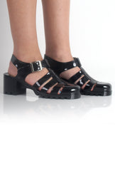 Nicki Black Heeled Jelly Sandals-Sandals