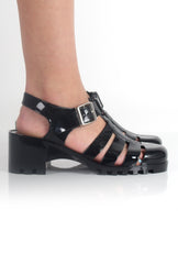 Nicki Black Heeled Jelly Sandals-Sandals