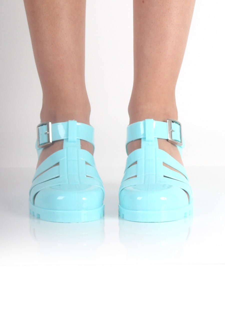 Nicki Mint Heeled Jelly Sandals-Sandals