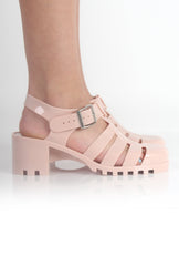 Nicki Nude Heeled Jelly Sandals-Sandals