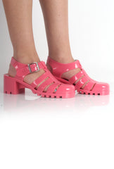 Nicki Pink Heeled Jelly Sandals-Sandals