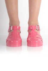 Nicki Pink Heeled Jelly Sandals-Sandals