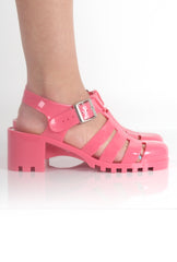 Nicki Pink Heeled Jelly Sandals-Sandals