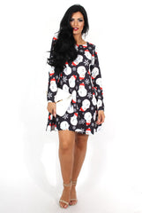 Noelle Navy Snowman Swing Dress-Dresses