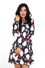 Noelle Navy Snowman Swing Dress-Dresses