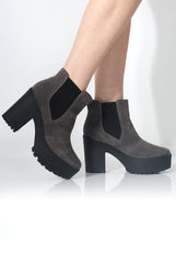 Norma Grey Suede Ankle Boots-Boots