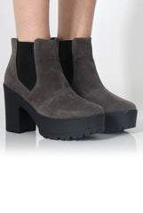 Norma Grey Suede Ankle Boots-Boots