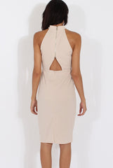 Nude Bandeau Choker Cut Out Dress - Primrose-Dresses