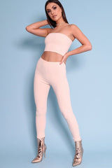 Nude Bandeau Top And Leggings Co-Ord - Kristina-Co-ords