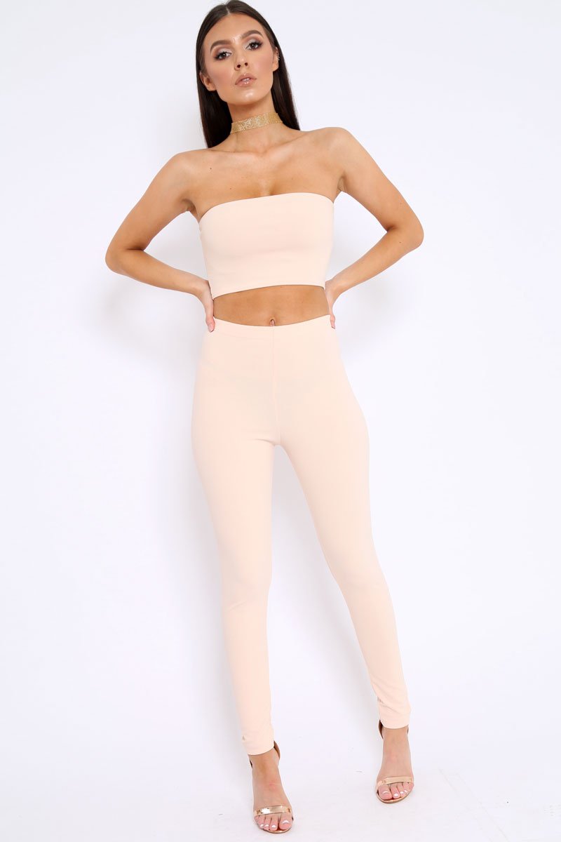 Nude Bandeau Top And Leggings Co-Ord - Kristina-Co-ords