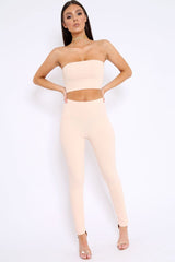 Nude Bandeau Top And Leggings Co-Ord - Kristina-Co-ords