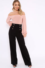 Nude Bardot Frill Flare Sleeve Bodysuit - Sofiya-Bodysuits