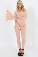 Nude Bell Sleeve Two Piece Set- Terry-Co-ords