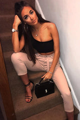 Nude Belted Croc Print Tapered Trousers - Aasia-Trousers