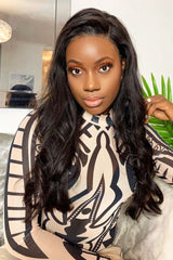 Nude Black Mesh Long Sleeve Patterned Bodysuit - Caci-Bodysuits