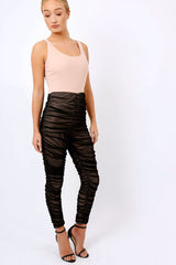 Nude & Black Ruched Jumpsuit - Anya-Jumpsuits