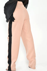 Nude Black Stripe Belted Wide Leg Trousers - Philippa-Trousers