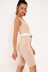 Nude Bodycon Scoop Neck Unitard - Idalie-Jumpsuits