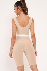 Nude Bodycon Scoop Neck Unitard - Idalie-Jumpsuits