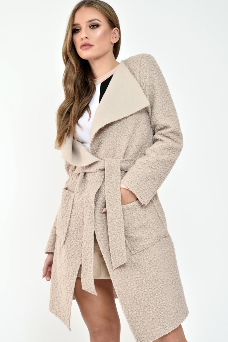 Nude Borg Belted Waterfall Jacket - Jadayah-Jackets