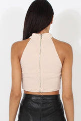 Nude Choker Crop Top - Rhea-Crop Tops