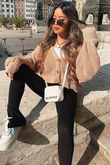 Nude Chunky Knit Button Front Cardigan - Florance