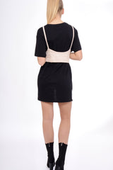 Nude Corset Lace Up Eyelet Crop Top - Mylene-Crop Tops