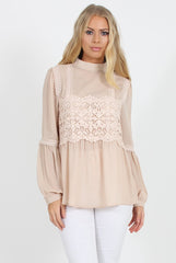 Nude Crochet Detail Top - Belle-Tops