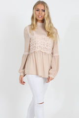 Nude Crochet Detail Top - Belle-Tops